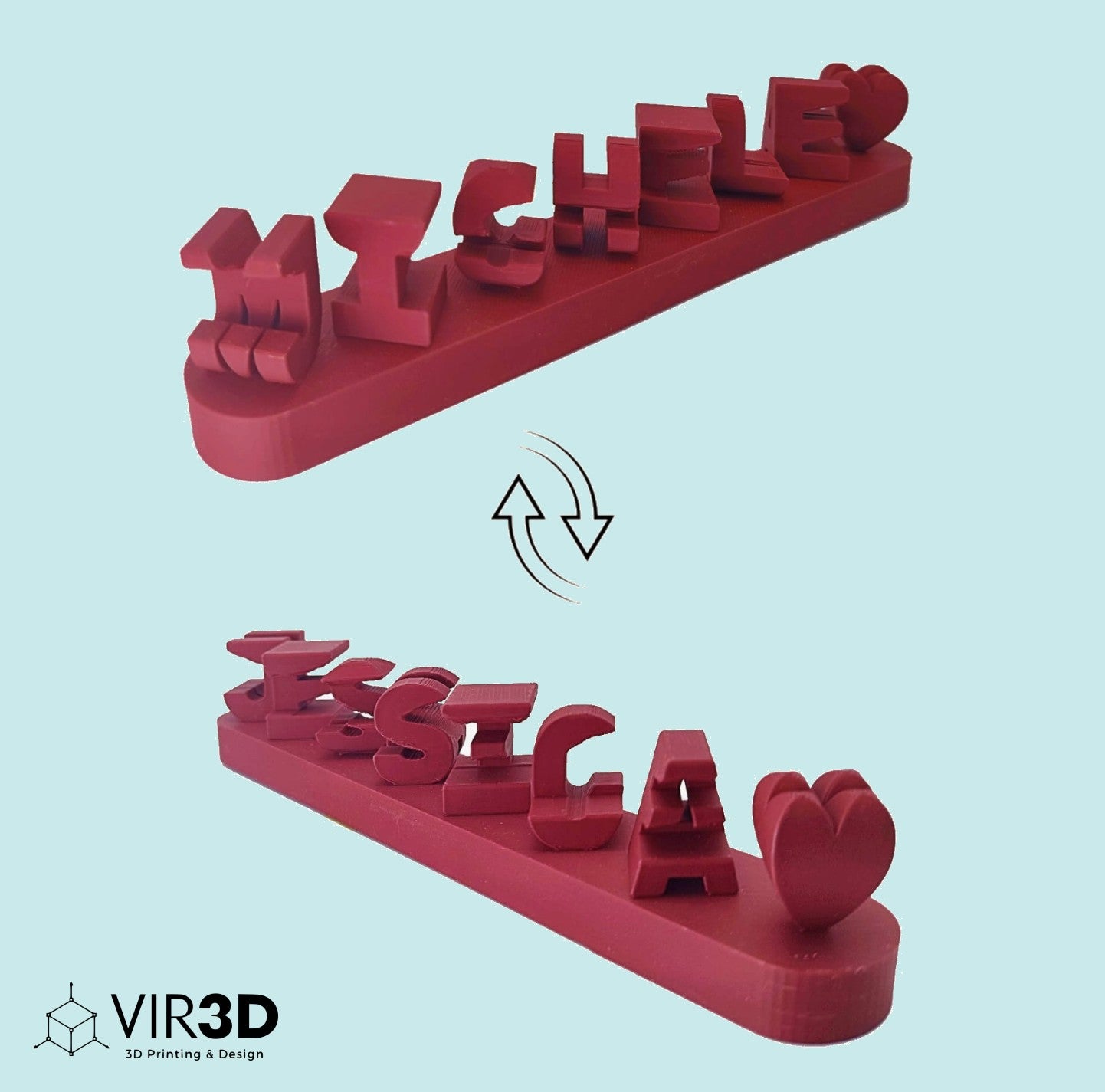 Ambigram | NV | Scritta 3D Personalizzata