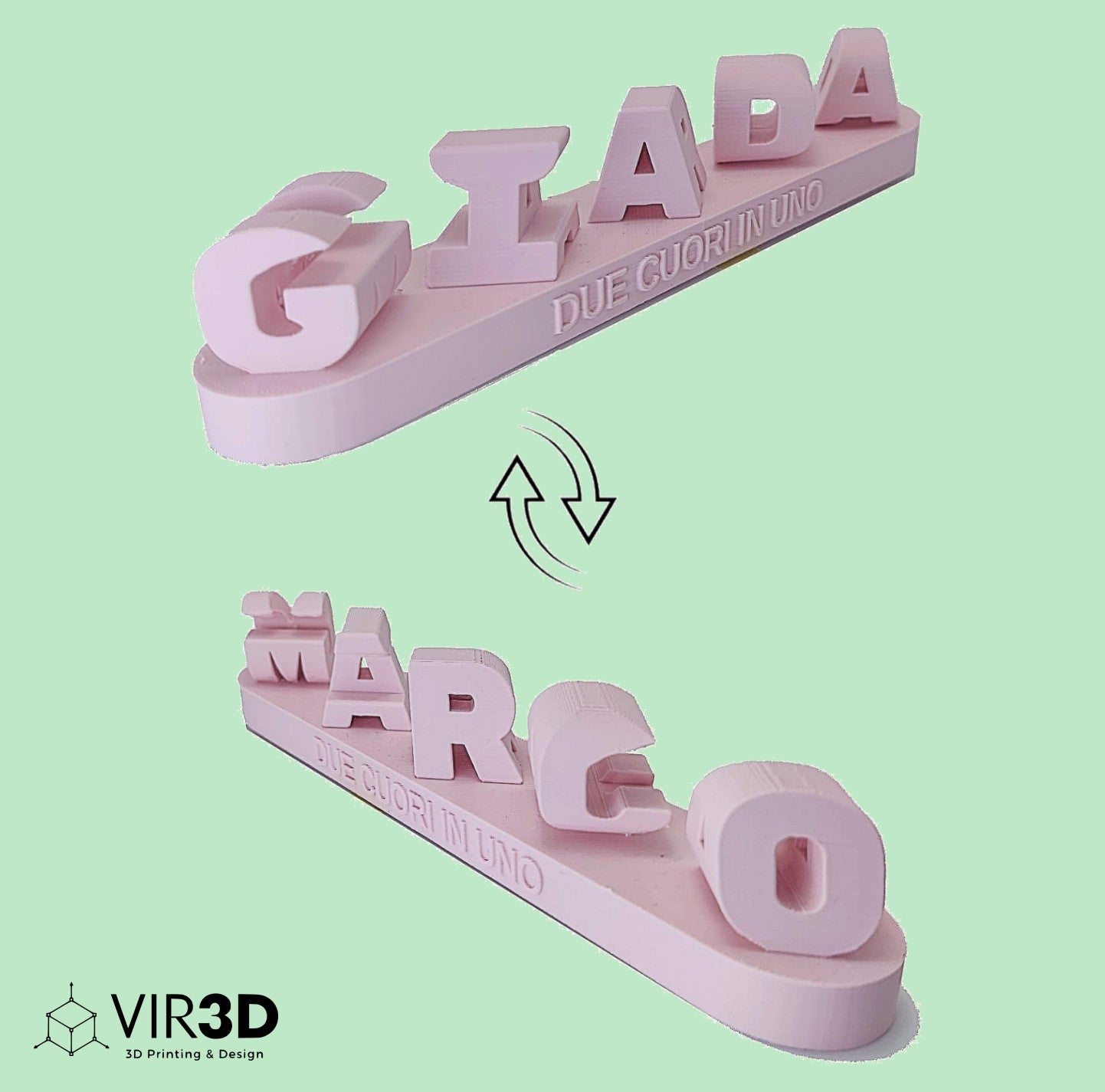 Ambigram | NV | Scritta 3D Personalizzata