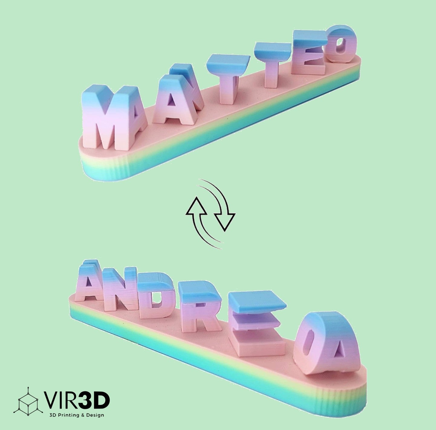 Ambigram | NV | Scritta 3D Personalizzata
